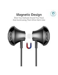 Auriculares Bluetooth inalámbricos con micrófono de reducción de ruido, IPX6 impermeables, magnéticos, V4.1 CSR Chip 10 horas, tiempo de reproducción, ajuste seguro para correr, gimnasio, ejercicio.
