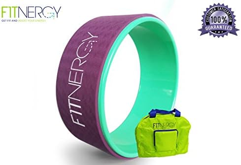 YOGA WHEEL FREE Carry Bag Strongest &amp; Comfortable Thick Cushion PURPLE &amp; AQUA Stretch Back Bends &amp; Aches Relieve Improve Balance Hold 450lb Dharma Equipment Mat Stretch Strap Physical Therapy Bands