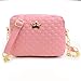 Women Messenger Bags Rivet Chain Shoulder Bag Leather Crossbody ( Pink )