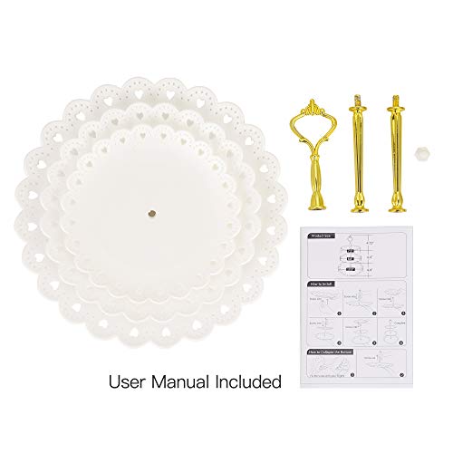 image for NWK 3-Tier Cupcake Stand Plastic Dessert Tower Serving Tray for Weddin