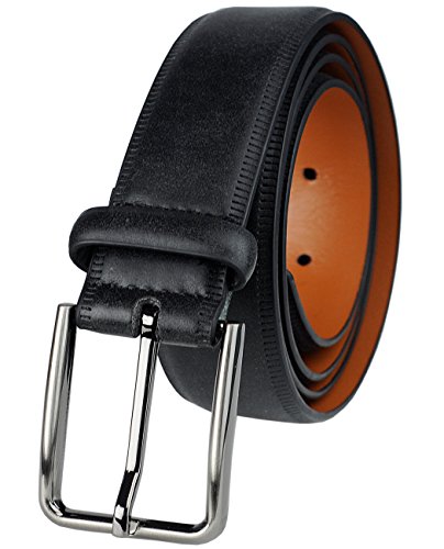 Eurosport Men's Smooth Faux Leather Classic Style Cut-To-Fit Belt with Square Buckle, Black, Large