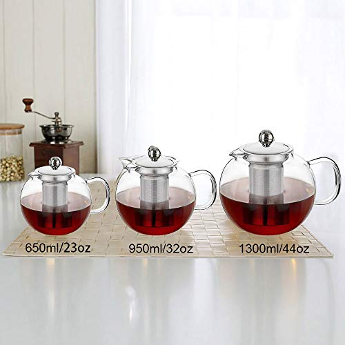 Hwagui Heat Resistant Glass Teapot Kettle With Infuser, Removable Tea