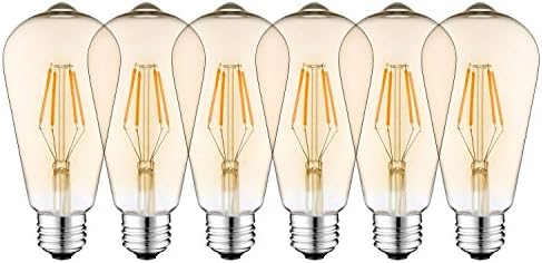 Antique LED Bulb, ST64 4w Sapphire Filament Vintage Edison Light Bulb LED Lighting Warm White 2200K (ST64 6 Pack)