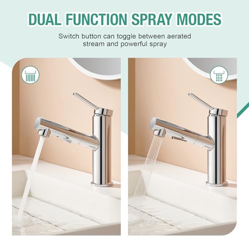 Faustina Mixer Tap Removable Bathroom Tap, Single-Lever Basin Tap Basin Tap Bathroom Taps Cold and Hot Water Stainless Steel, Polished, Chrome