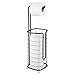 mDesign Steel Metal Free Standing Toilet Paper Holder with Storage for Bathroom, Floor Stand Holder 3 Toilet Tissue Roll Dispenser for Master or Guest Bath, Powder Room, Omni Collection, Bronze