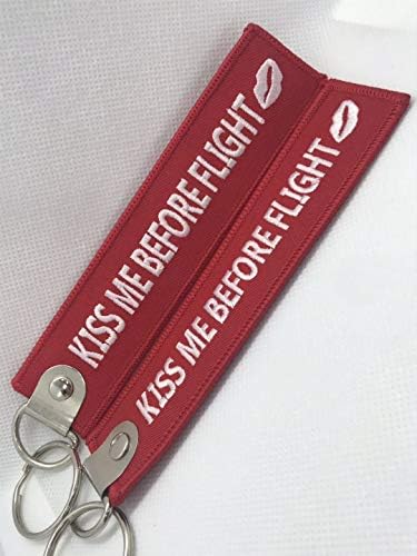 Kiss Me Before Flight Key Chain - Red/White 5pcs