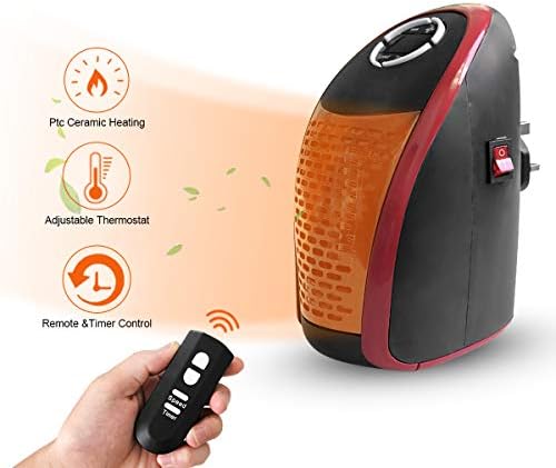 AMAES Ceramic Electric Space Heater 400W with Plug/Adjustable/Thermostat/Remote/Timer for Personal Indoor Use
