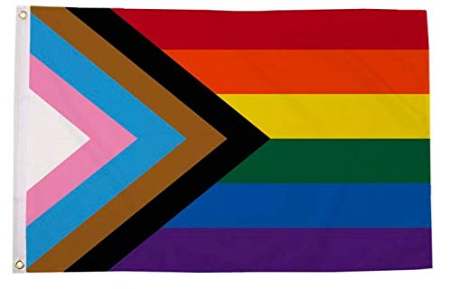 Progress Pride Flag - Rainbow Gay LGBTQ - 5 x 3 FT - 100% Polyester With Eyelets Banner - FlagSuperstore
