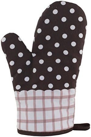 AQree Kitchen Microwave Oven Mitts for Cooking, Baking, BBQ, Anti-Hot Heat Resistant Cotton Gloves (1 Pcs, Brown)