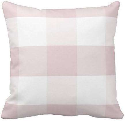 Custom Decorative Cushion Covers Pale Pink and White Pillow Gingham Checkered Plaid Pattern Throw Pillow Cover Pillowcases Square Two Sides