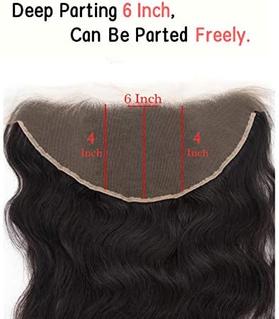 Chantiche 13x6" Lace Frontal Pre Plucked Ear To Ear Body Wave Full Lace Closure Human Hair with Baby Hair Free Part Natural Color 14 inches