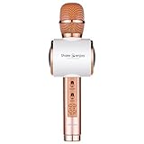URmates Wireless Microphone Speaker Bluetooth Portable Karaoke with Recording for iPhone Apple Android Smartphone/PC (Rose Gold)