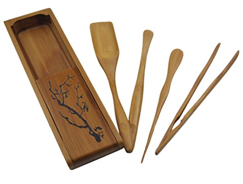 Bamboo 5 Pieces Tea Accessories Chinese Kongfu Tea Ceremony Utensils Set - Thumbnail 4