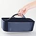 mDesign Plastic Divided Shower Organizer Basket Caddy Tote with Handle - Storage for Bathroom or Dorm - Holds Hand Soap, Shampoo, Sponges, Scrubs, and Body Wash - Lumiere Collection, Navy Blue
