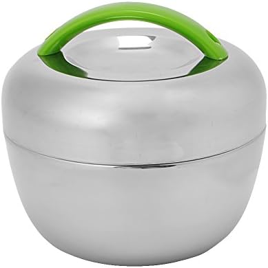 Ninko 1000ML Apple Design Sliver Stainless Steel Insulated lunchbox Food Container With Green Handle