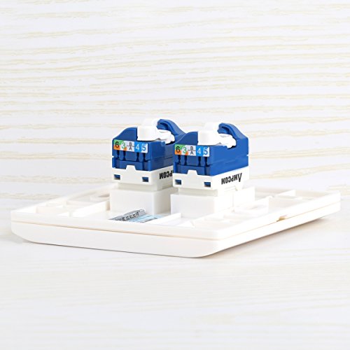 10-PACK CAT6 Toll Less Keystone Jack,AMPCOM RJ45 Self-Locking Cat.6 Keystone Module Adapter No Punch-Down Tool Required Couplers For Wall Plate UTP White - Thumbnail 5