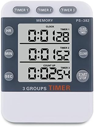 Kitchen timer,YoyoKit 3 Channels Simultaneous Timing Countdown Up Digital Cooking Timer with Large LCD Display, Loud Alarm, Memory Stopwatch Function,Magnetic Backing Stand for Cooking Baking Sports