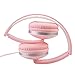 Gorsun Foldable Headphones with Mic and Volume Control for Travel, Sports, Lightweight Stereo On-Ear Headsets Strong Bass Earphones (Pink)