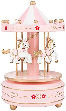 Kekolin Wooden Merry-Go-Round Horse Music Box Christmas Birthday Gift Carousel Music Box
