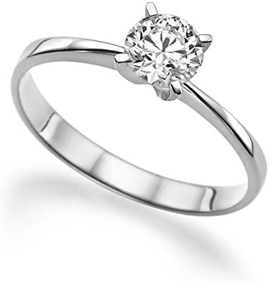 Moissanite Forever One G-H VS 5MM Engagement Ring 14K Gold / Round Cut (0.39ct actual, 0.5ct diamond equivalent weight)