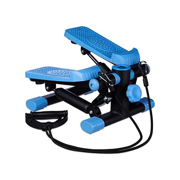 Relaxdays-Unisex-Stepper-Adjustable-Resistance-with-Expander-Speedometer-and-Step-Counter-Hxwxd-170-X-31-x-33-cm-Black-Blue-M Relaxdays Unisex Stepper, Adjustable Resistance, with Expander, Speedometer and Step Counter, Hxwxd: 170 X 31 x 33 cm…
