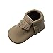 YIHAKIDS Baby Tassel Shoes Soft Leather Sole Infant Shoes Baby Moccasins Crib Shoes Khaki(Size 5,6-12 Months/4.9in)