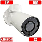 GW Security H.265 5MP Super HD 1920P IP High Speed Onvif Network PoE Bullet PTZ Camera 4X Optical Zoom Waterproof Outdoor/Indoor, 130 feet IR Night Vision