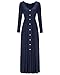 VOTEPRETTY Women's V-Neck Long Sleeve Casual Loose Button Maxi Long Dress with Pockets(Navy,XXL)