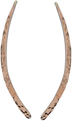 Large 14K Rose Gold Filled Hammered Curved Stick Earrings with Nickel Free Pull Through Wires by Lionne Designs