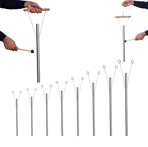 8 Harmonic Healing Tuned Pipes louder than tuning fork with mallet, hand stand & Fast shipping