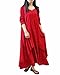 ZANZEA Ladies V-Neck Button Cotton Line Loose Long Maxi A-Line Irregular Hem Dress (12, red)