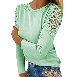 iPOGP Women's Round Neck Solid Color Hollow
