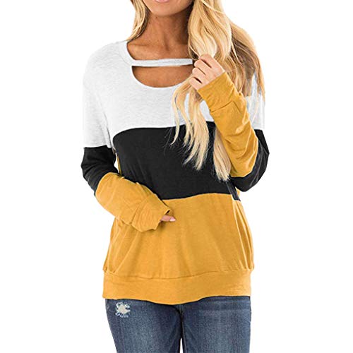 Deals! Byyong Color Patchwork Tunic Tops for Women Long Slee