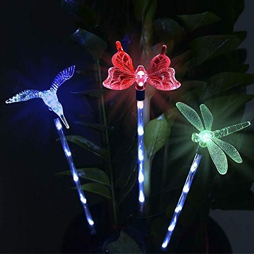 Hardoll® Solar Light Hummingbird Butterfly Dragonfly Garden Stake RGB Light for Home Decoration Outdoor LED Lamp(Pack of 3x4)