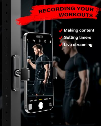 APPS2Car Soporte Magnético para Celular de Gimnasio, Ajustable 360°, Compatible con Smartphones de 4.7 a 6.5 Pulgadas, Base y Articulación de Aleación, Accesorios Gym - Negro