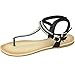 alpine swiss Womens Black Slingback T-Strap Rhinestone Thong Sandals 7 M US