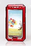 Galaxy S4 Case,Gorilla Glass Luxury Aluminum Alloy Protective Metal Extreme Shockproof Military Bumper Heavy Duty Cover Shell Case Skin Protector for Samsung Galaxy S4 i9500 (Red)