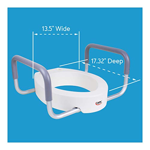 Carex 3.5 Inch Raised Toilet Seat with Arms For Round Toilets