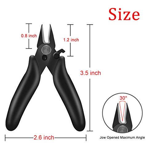 BOENFU Wire Cutter, Precision Flush Cutter 3.5 Inch Micro Diagonal Cutting Pliers for Jewelry Making and DIY Craft - Black
