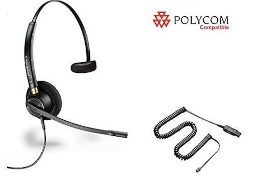 Polycom Compatible Plantronics Noise Canceling HW510 EncorePro 510 Headset  Bundle for SoundPoint: IP 300 335 450 501 550 560 600 650 670 VVX 300 310 