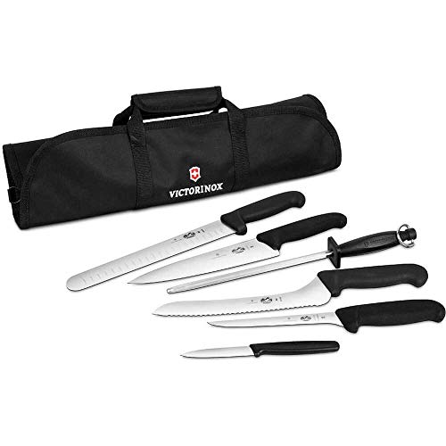Victorinox Forschner 7 Pc Fibrox Deluxe Culinary Knife Roll Set,Black - //coolthings.us