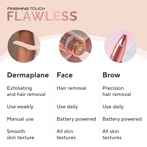 Finishing Touch Flawless Dermaplane Facial Exfoliator and Hair Remover, Facial Hair Removal for