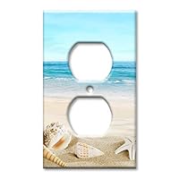 Art Plates OVER SIZED Outlet Cover/OVERSIZE Outlet Switch Plate - Seashells on the Beach