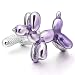 Men's 2 PCS Rhodium Plated Enamel Cufflinks Silver Purple Poodle Shirt Wedding