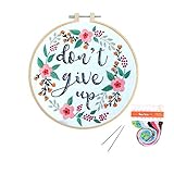 Louise Maelys Embroidery Starter Kit Full Range of Stamped Cross Stitch Kits for Beginner Including Embroidery Cloth with Pattern, Embroidery Hoop, Color Threads, Tools Kit