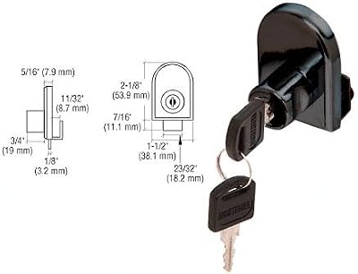 CRL Black Plated Cabinet Lock for Hinged Glass Doors - Keyed Alike