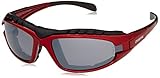 Crossfire Safety Glasses Diamondback Silver Mirror Lens Shiny Red Frame Foam Lined