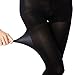 MANZI 2 Pairs Women's Run Resistant Control Top Panty Hose Opaque Tights(Small,Black)