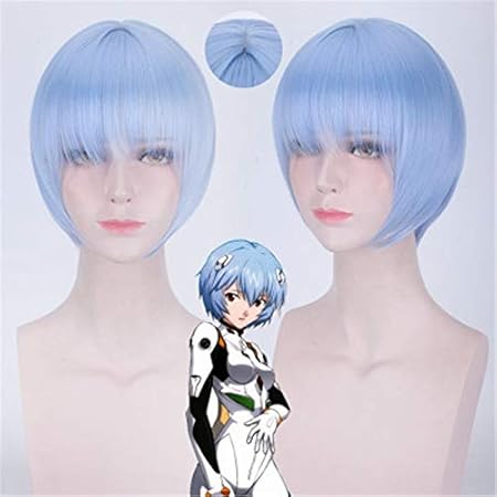 Amazon Co Jp アニメエヴァ綾波レイウィッグショートライトブルー耐熱人工毛エクステコスチュームコスプレウィッグ ウィッグキャップ ビューティー
