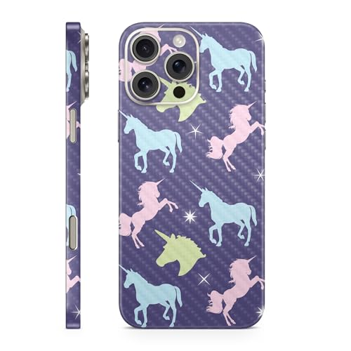 Carbon Fiber Phone Skin Compatible with Apple iPhone 16 Pro Max - Unicorn Dream…